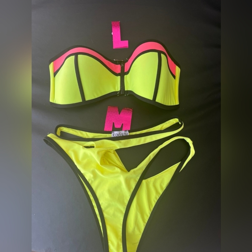 Neon Yellow and Pink Bikini Set